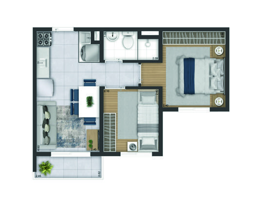 Planta Liberty Varanda - preço sob consulta — apartamento de 2 quartos do Plano&Essência Clube