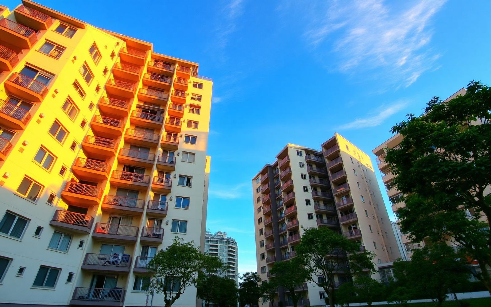 Apartamentos do Minha Casa Minha Vida em São Paulo ao pôr do sol
